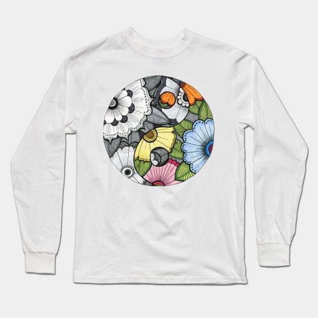 Flower Ying Yang Long Sleeve T-Shirt by ally1021